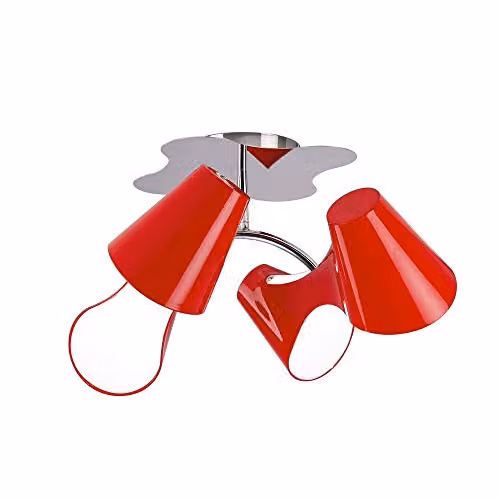 Netlighting Ora 4 Light Ceiling Lamp in Red, White and Polished Chrome with E27 Bulbs