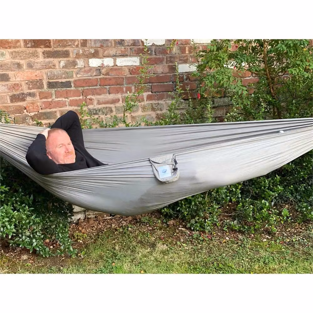 Nordara Lightweight Single Nylon Hammock with Full Straps in Medium Grey – 3