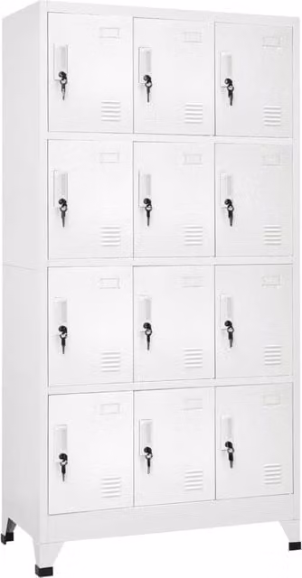 Berkfield Home Metal Locker Cabinet in Grey, W/D/H: 90 x 45 x 180 cm