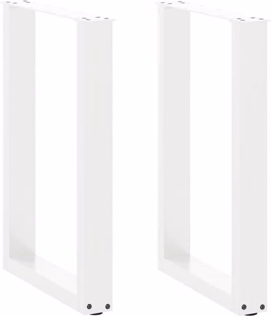 Berkfield Home U-Shaped Steel Coffee Table Legs, 2 Pieces, White, W: 50 cm, H: 72-73 cm