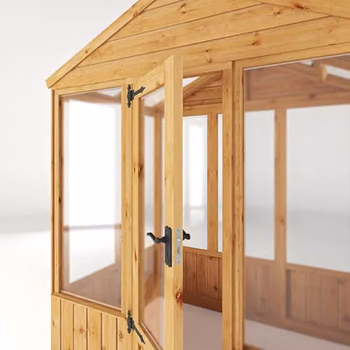 Waltons Brown Wooden Outdoor Potting Shed Greenhouse with Apex Roof and Polycarbonate Glazing, W/D/H: 122 x 183 x 229 cm – 6