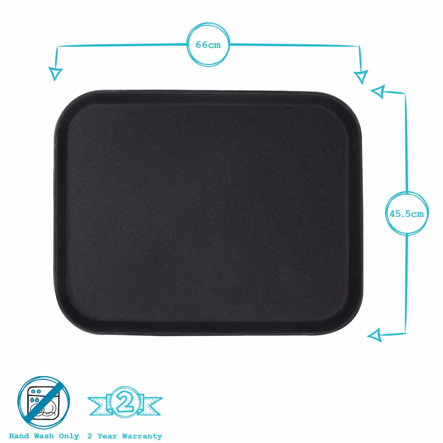 Argon Tableware Pack of 6 Black Non-Slip Rectangular Serving Trays, W: 66 cm, D: 45.5 cm – 3