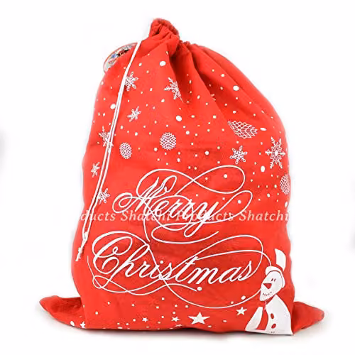 Shatchi Pack of 2 Red Felt Santa Sacks for Christmas Gifts, W: 46 cm x H: 60 cm