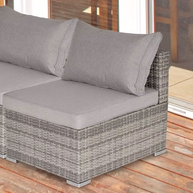 Outsunny Modern Grey Rattan Outdoor Single Middle Sofa