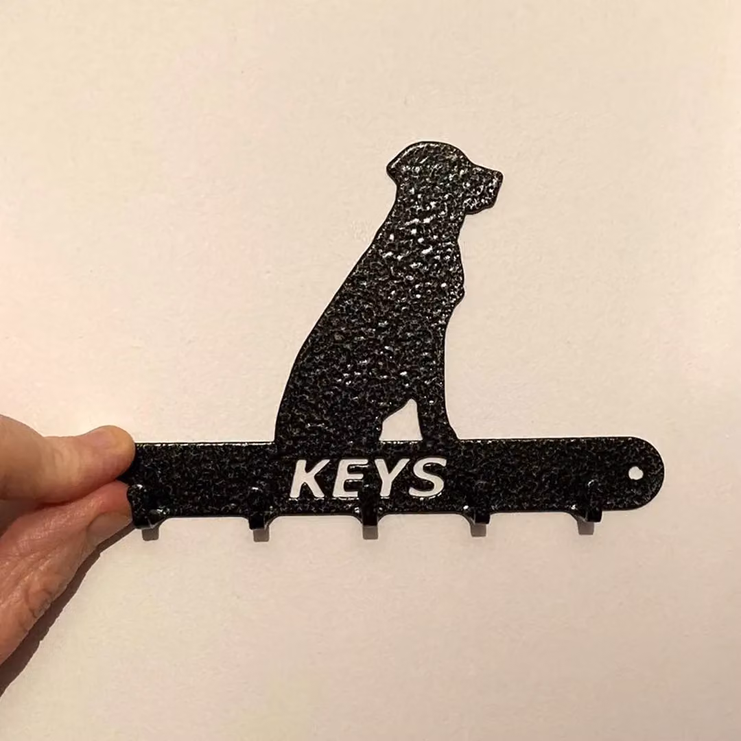 Poppyforge Labrador Key Holder in Black Metal and Glass, W: 15 cm, H: 9 cm – 2