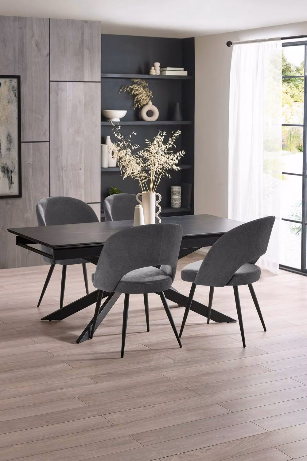 Julian Bowen Ella Set of 2 Modern Upholstered Dining Chairs in Grey Fabric – 3