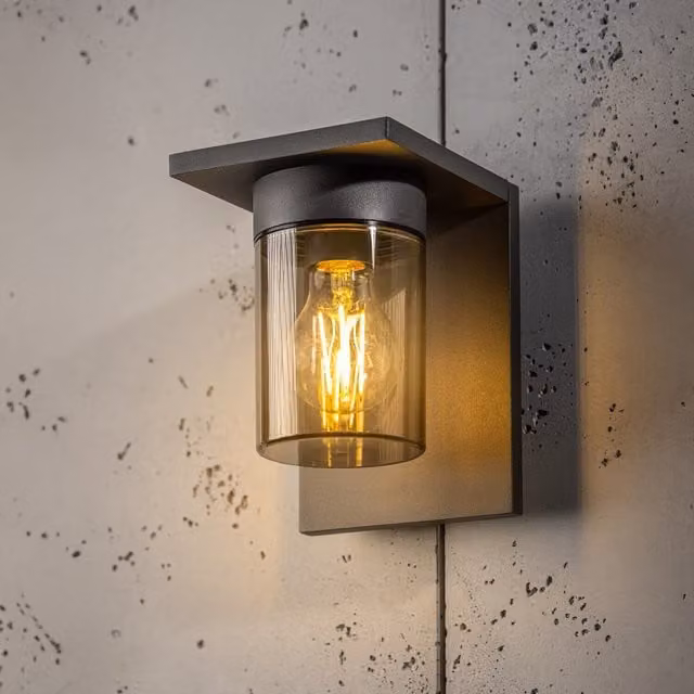 CGC Lighting Avery Modern Grey Outdoor Wall Lantern with E27 Socket and IP54 Rating