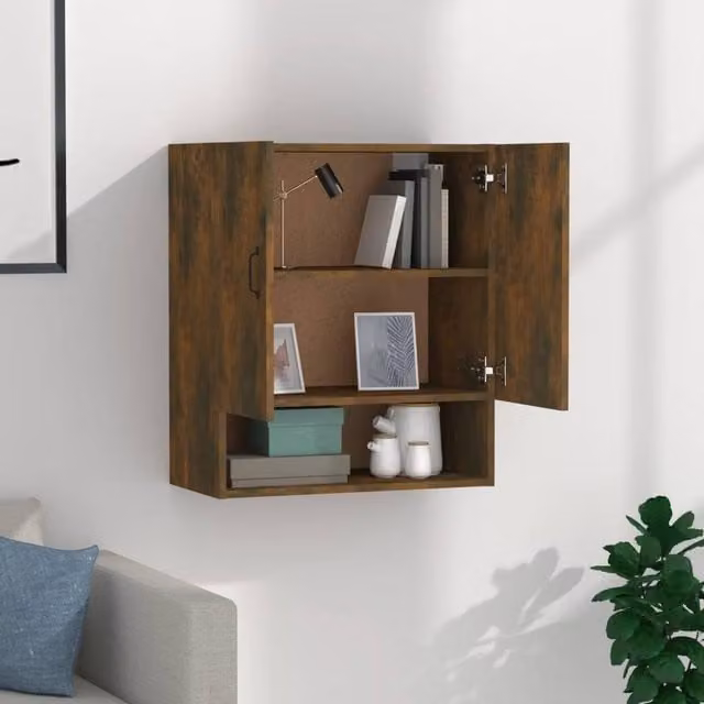 Berkfield Home Smoked Oak Wall Cabinet, Brown, W: 60 cm, D: 31 cm, H: 70 cm – 1