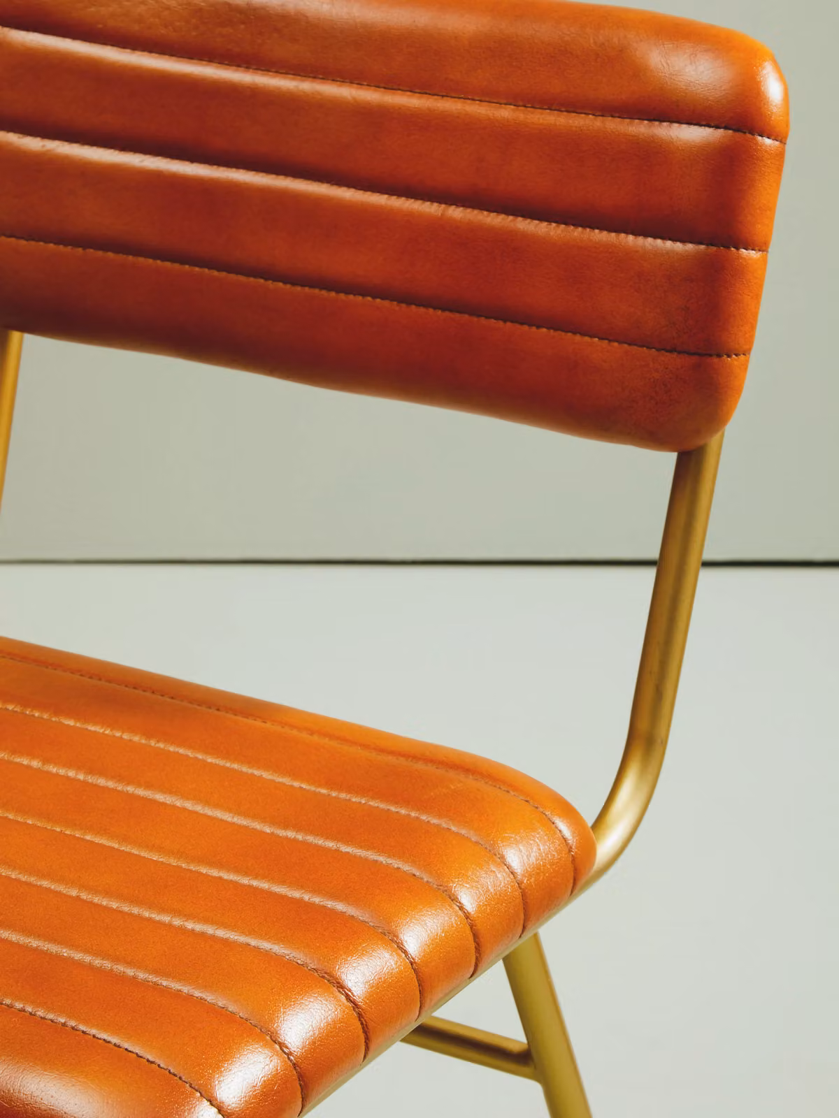 Orsina Brown Buffalo Leather Dining Chair with Gold Metal Frame – 3