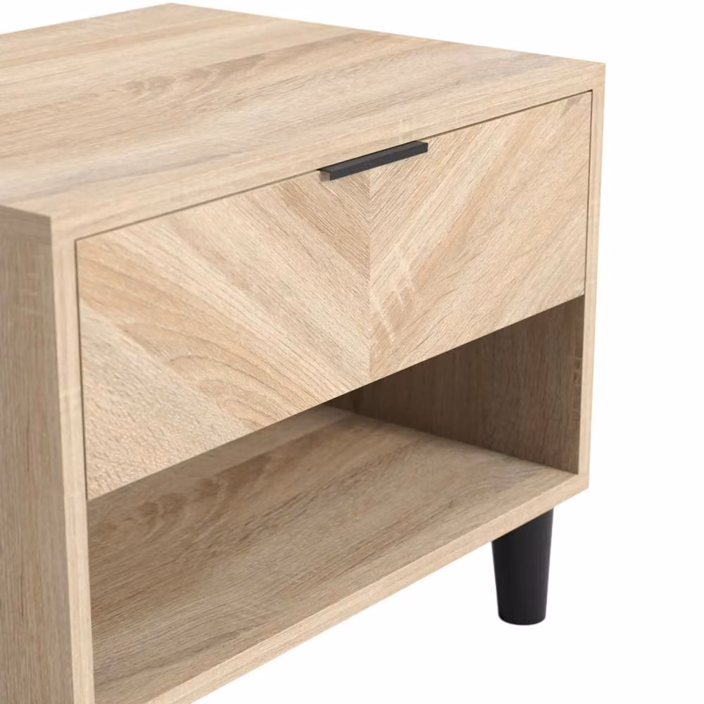 Wyld Haus Skerries Chevron 1 Drawer Bedside Cabinet in Natural Sonoma Oak, W/D/H: 39 x 40 x 50 cm – 3