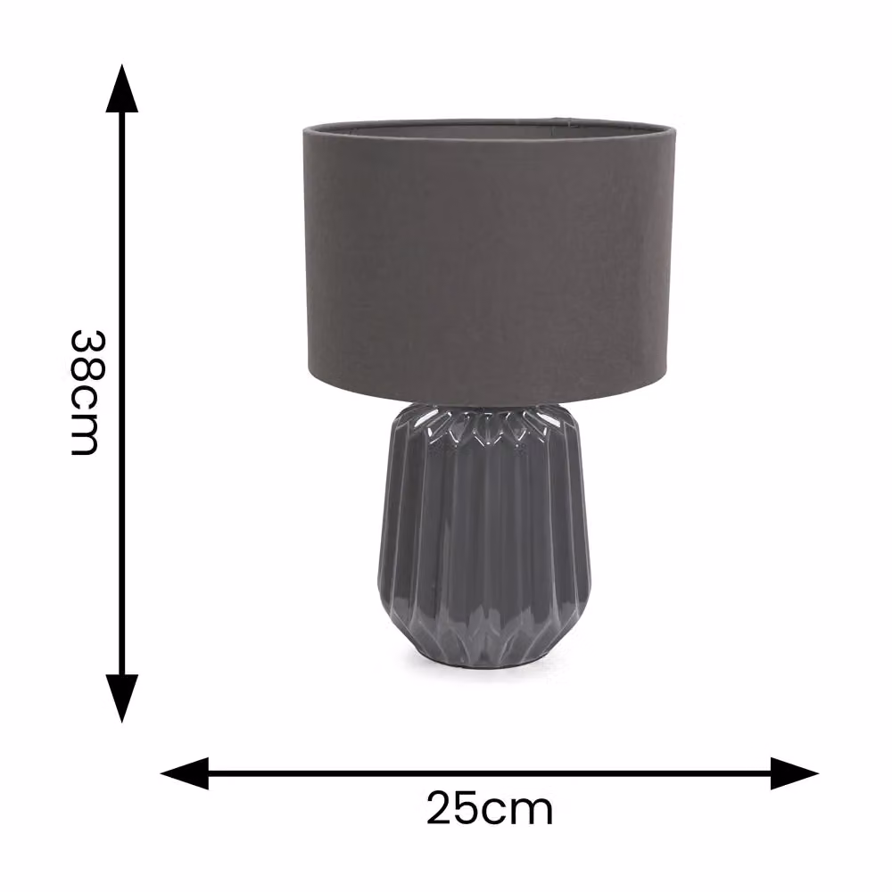 ValueLights Zak Pair of Grey Textured Ceramic Table Lamps with Fabric Shades – 4