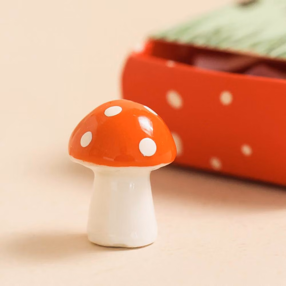 Lisa Angel Red and White Ceramic Tiny Mushroom Matchbox Token – 2