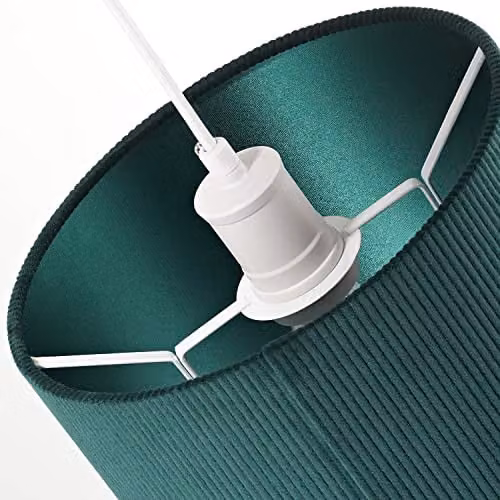 Happy Homewares Modern Round Corduroy Fabric Drum Lamp Shade in Green, W/D/H: 25 x 25 x 18 cm – 4