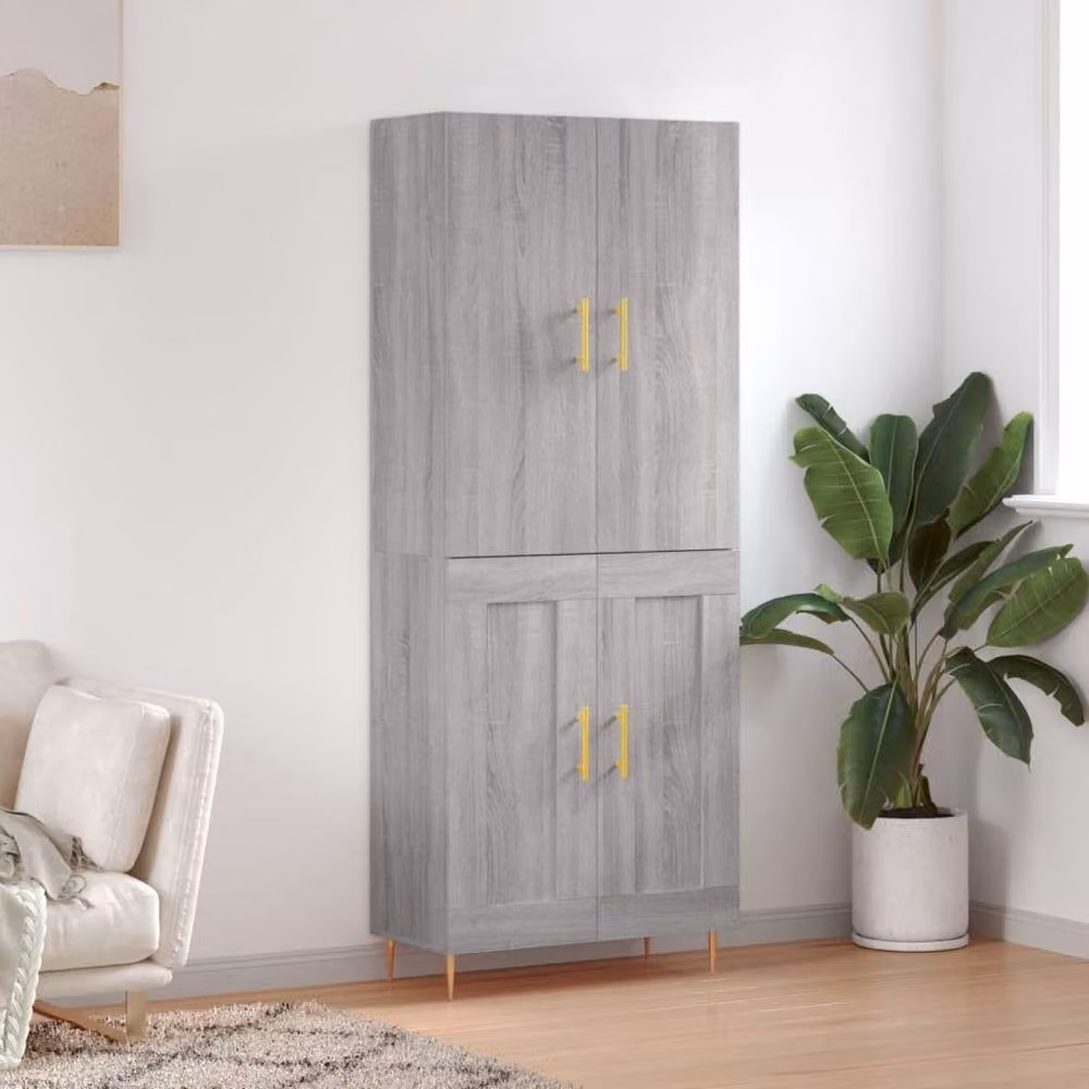 Berkfield Home Grey Sonoma Highboard in Engineered Wood, W/D/H: 69.5 x 34 x 180 cm – 2