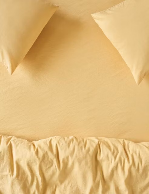 Piglet In Bed Plain Linen Rich Fitted Sheet, Yellow, Single (3 ft)