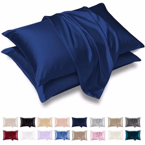 Grace Blue Satin Silk Pillowcases, 4 Pack, Hypoallergenic with Envelope Closure – 1