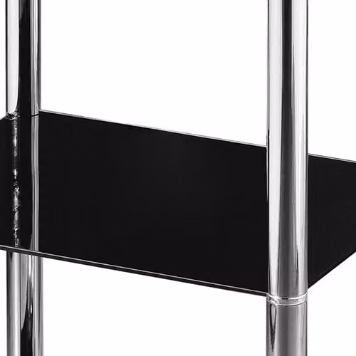 Orsina 3 Tier Black Glass and Silver Metal Shelving Unit, W: 70 cm, D: 41 cm, H: 31 cm – 4