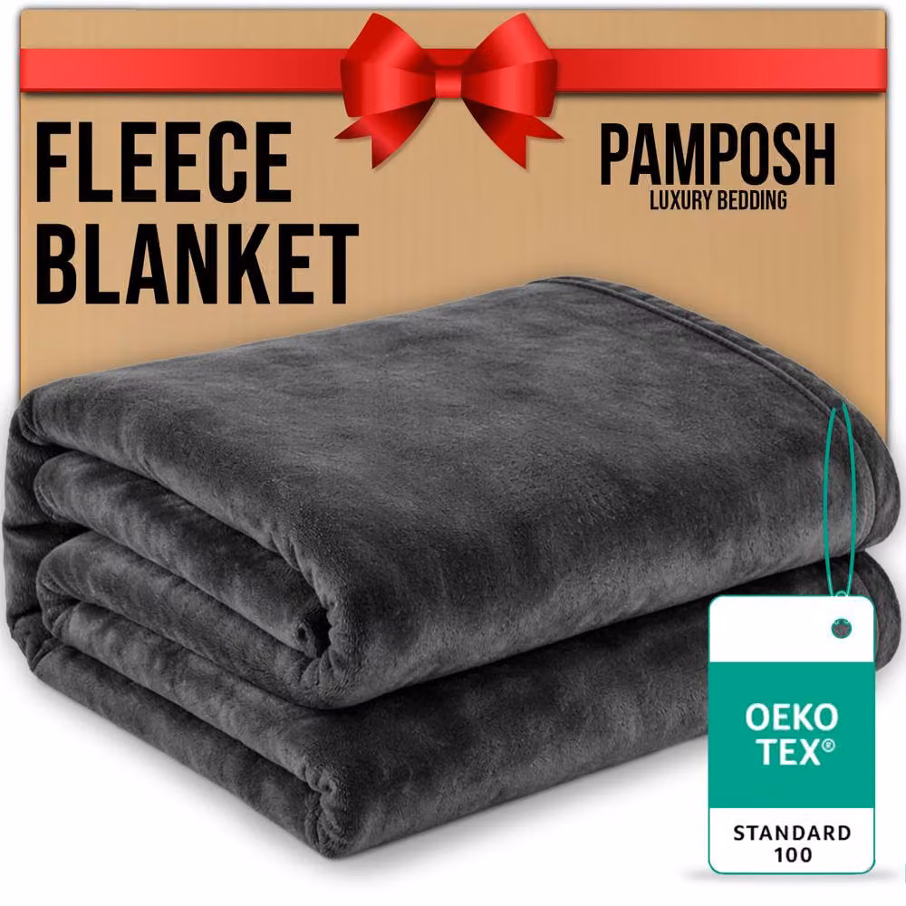 Pamposh Reversible Flannel Fleece Blanket in Dark Grey – 2