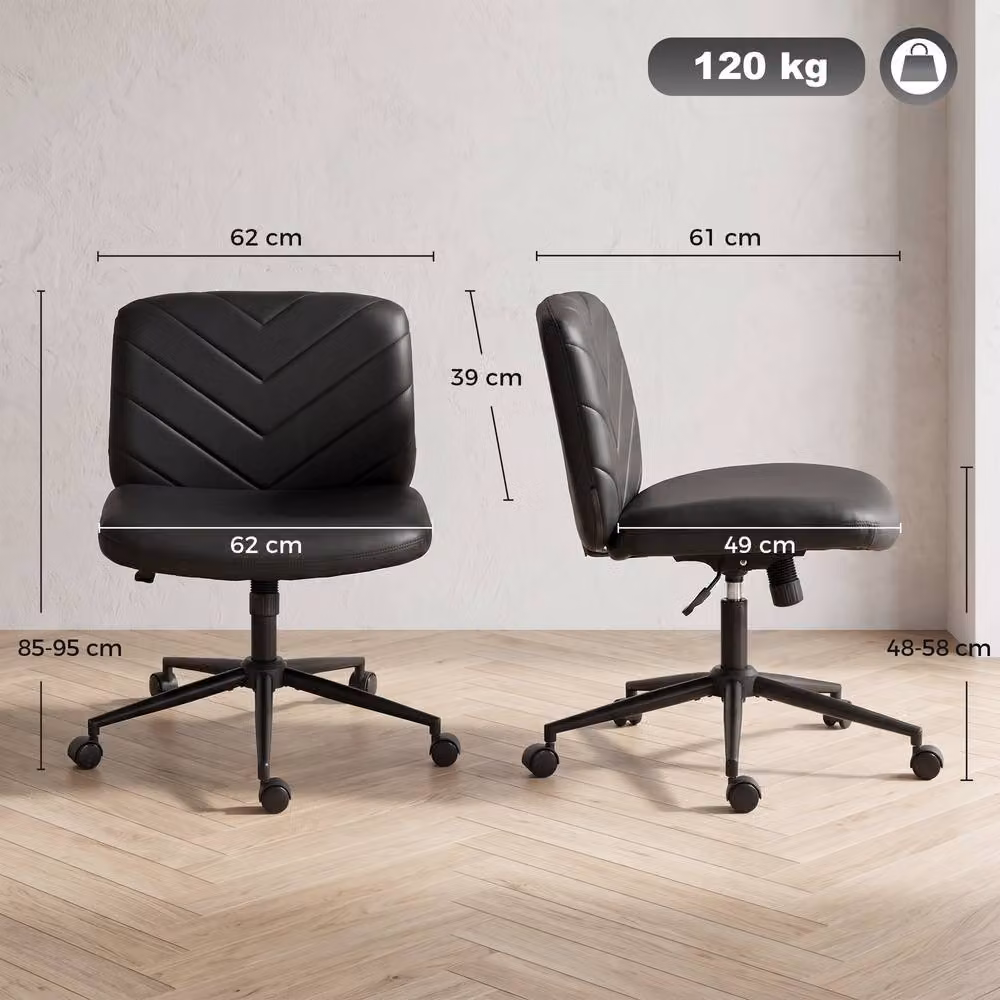 HOMCOM Black Synthetic Leather Criss Cross Legged Swivel Office Chair for Home and Task Use – 3