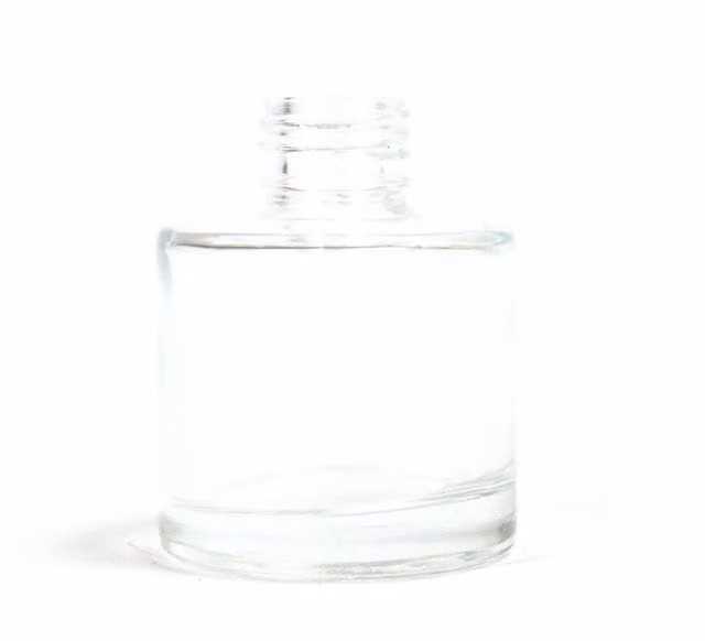 KDMK Round Transparent Glass Reed Diffuser Bottle for Tabletop Aromatherapy, White