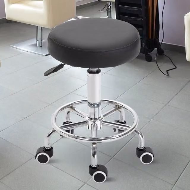 Vinsetto Round PU Leather Stool in Black