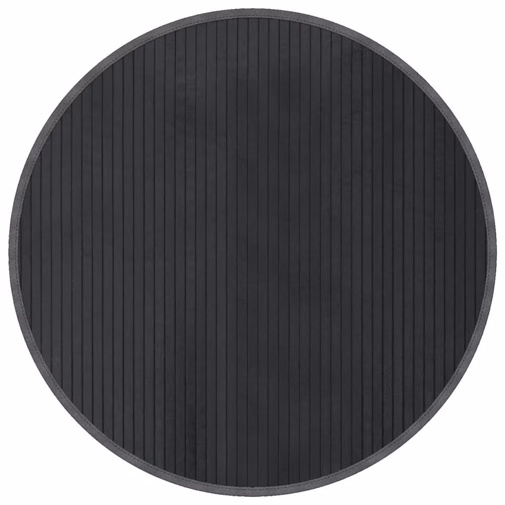 Berkfield Home Round Bamboo Rug in Grey, Diameter: 80 cm – 2