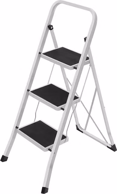 iTrend Lightweight Folding Step Ladder in White, Height: 114 cm