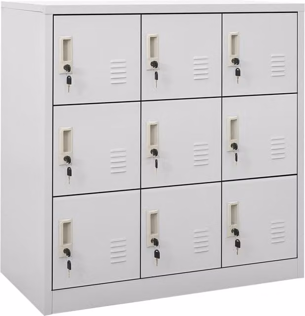 Berkfield Home Modern Metal Locker Cabinet in Matt Grey, W/D/H: 90 x 45 x 92.5 cm