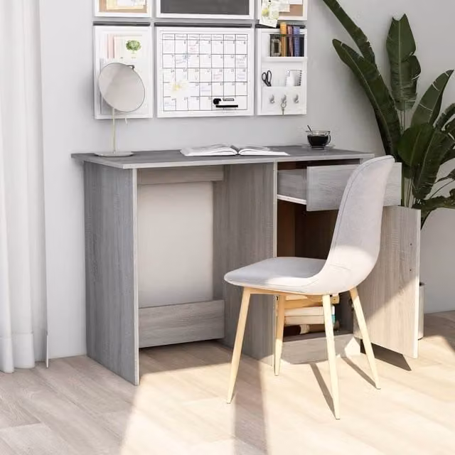 Berkfield Home Modern Grey Sonoma Writing Desk, W/D/H: 100 x 50 x 76 cm