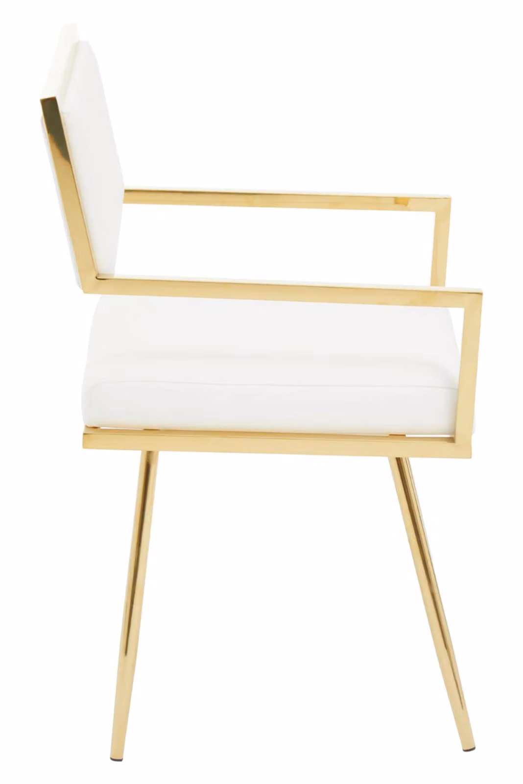 Fifty Five South Orsina White Velvet and Synthetic Leather Dining Chair with Gold Metal Accents – 2
