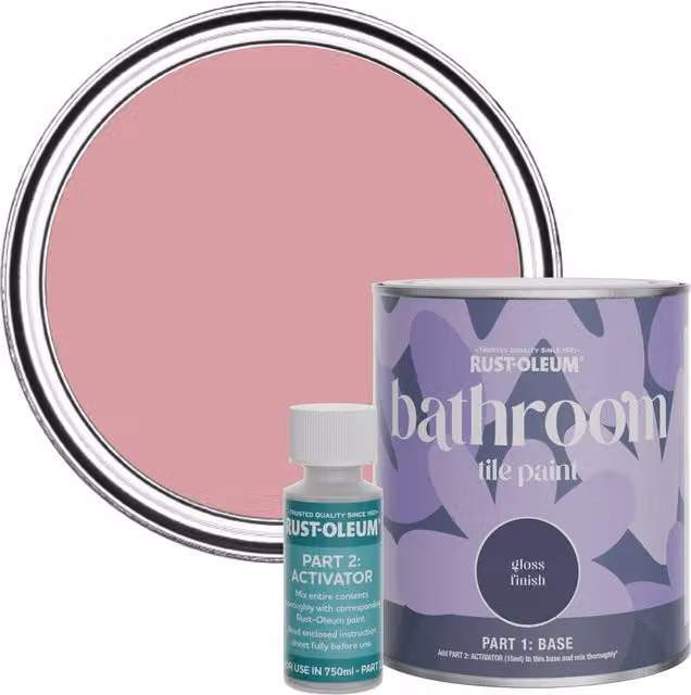 Rust-Oleum Bathroom Tile Paint in Gloss Finish, Dusky Pink, 750ml
