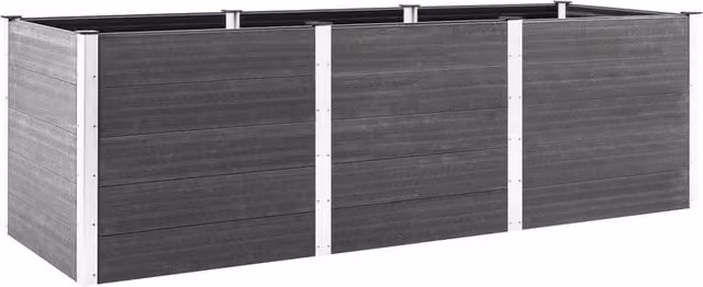 Berkfield Home Garden Grey WPC Raised Bed W: 300 cm, D: 50 cm, H: 91 cm