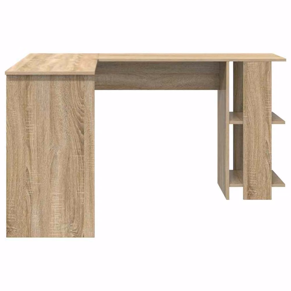 Berkfield Home Corner Desk with Storage in Sonoma Oak and Light Brown, W: 140 cm, D: 113.5 cm, H: 75 cm – 3