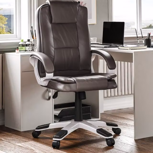 Vida Designs Modern Brown Synthetic Leather Executive Office Chair with Armrests