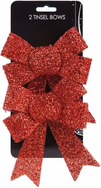 VFM e-Store Red Tinsel Bows, Pack of 2, W/D/H: 13 x 17 x 4.5 cm – 1