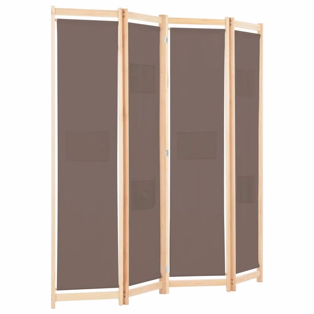 Berkfield Home 4-Panel Fabric Room Divider in Brown, W/D/H: 160 x 4 x 170 cm – 2
