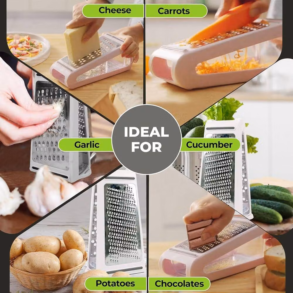 Top 3 2-Way Stainless Steel Food Grater with 480ml Measuring Container in White and Silver – 4