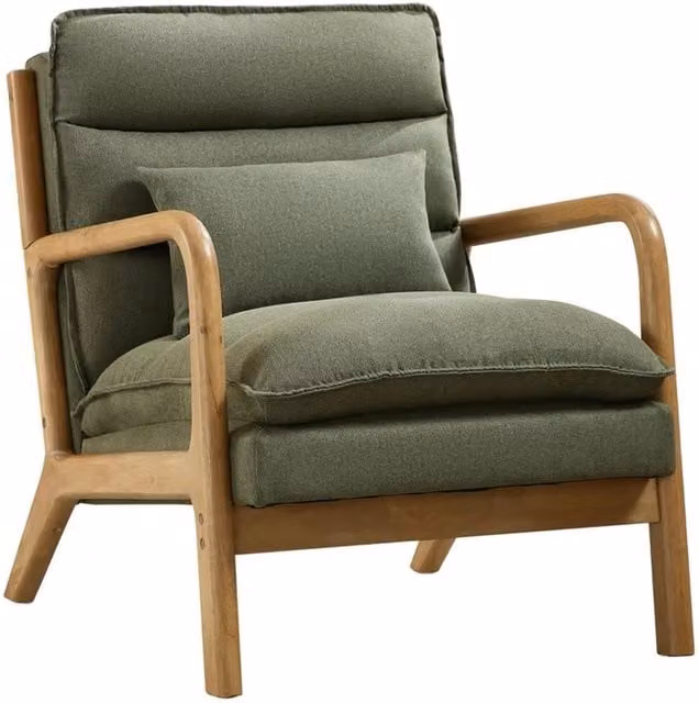 KORVIXA Green Fabric Wingback Accent Chair with Solid Wood Frame and Armrests, W/D/H: 81.5 x 65.5 x 79.0 cm – 1