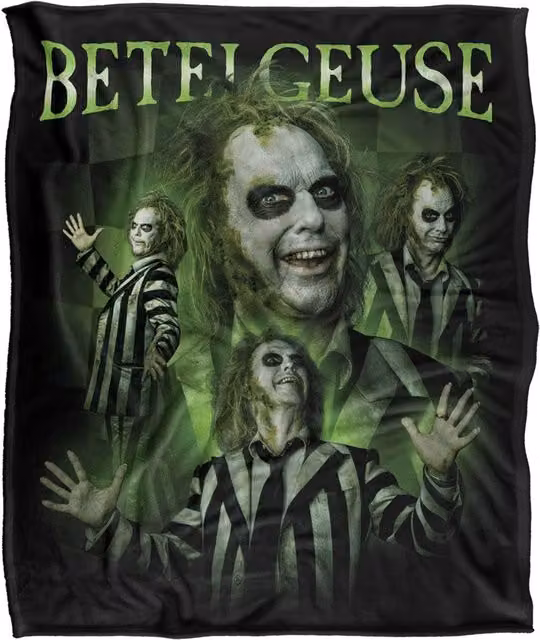 LOGOVISION Beetlejuice 2 Throw Blanket, Multicolour and White, W: 152 cm, D: 127 cm – 6