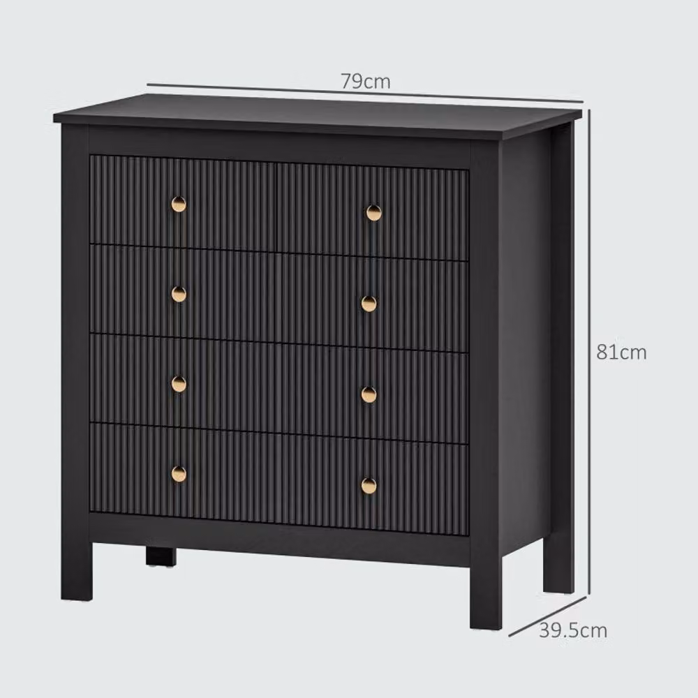 STILVORA Modern 5 Drawer Chest of Drawers with Striped Fronts in Black and Gold – 3