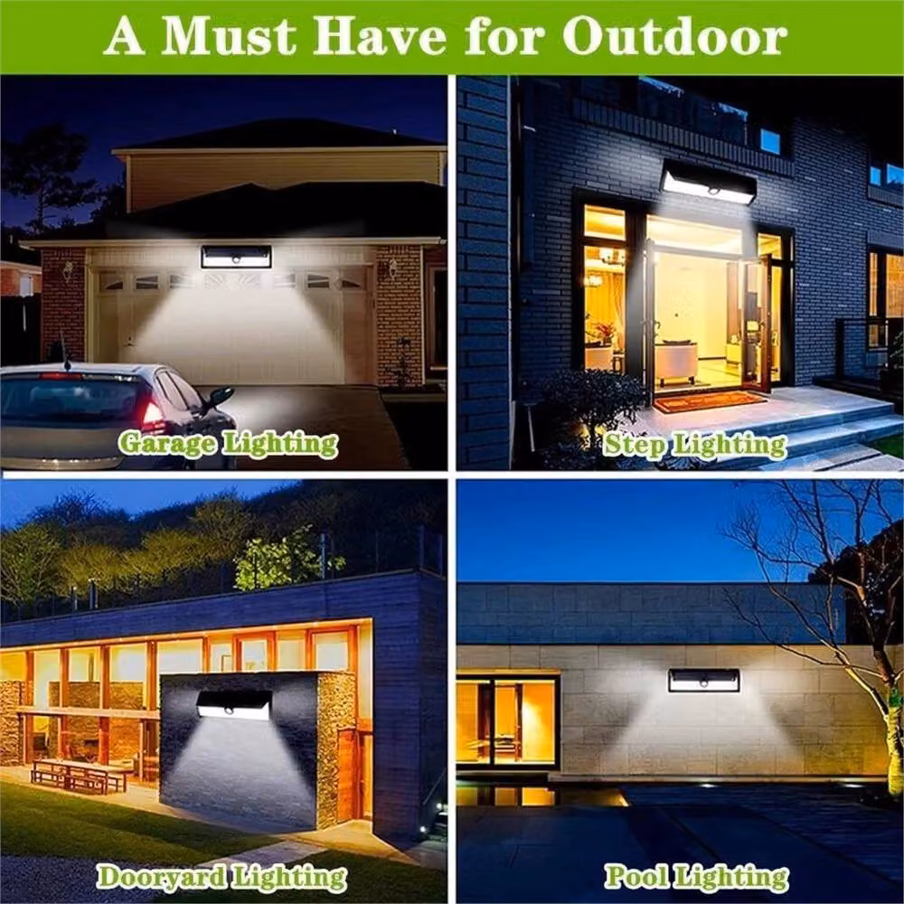 Nordara 4X Solar Powered LED Motion Sensor Outdoor Wall Lamp in Black – 5