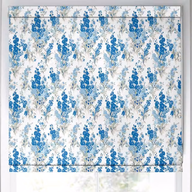 Laura Ashley Made to Measure Blackout Roman Blind in Blue Sky Floral Design