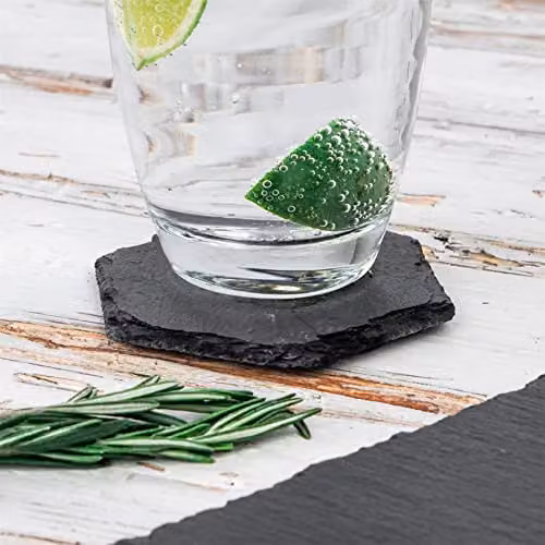 Argon Tableware Hexagon Slate Coasters, Set of 6, Black, Diameter: 9.5 cm – 4