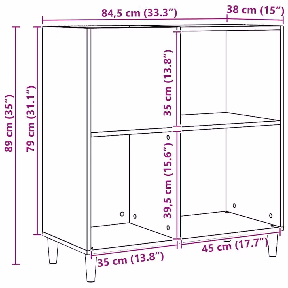 Berkfield Home Artisan Oak Record Cabinet in Brown, W/D/H: 84.5 x 38 x 89 cm – 5