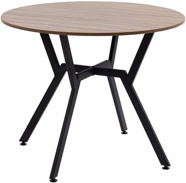 FORGEVIO Industrial Round Dining Table with Matt MDF Laminate Top and Metal Legs in Multicolour, H 90 cm x W 76 cm