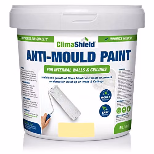 ClimaShield Anti Mould Paint in Beige, 5L, Water Based Mould Resistant Paint for Bathrooms, Kitchens and Bedrooms – 1