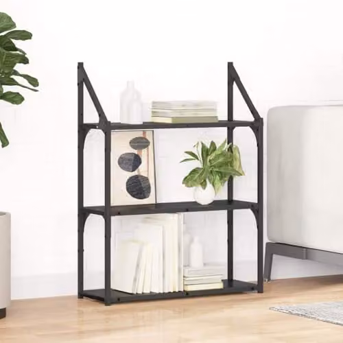 vidaXL Wall-Mounted Modern Shelf in Black, W/D/H: 60 x 21 x 78.5 cm – 2
