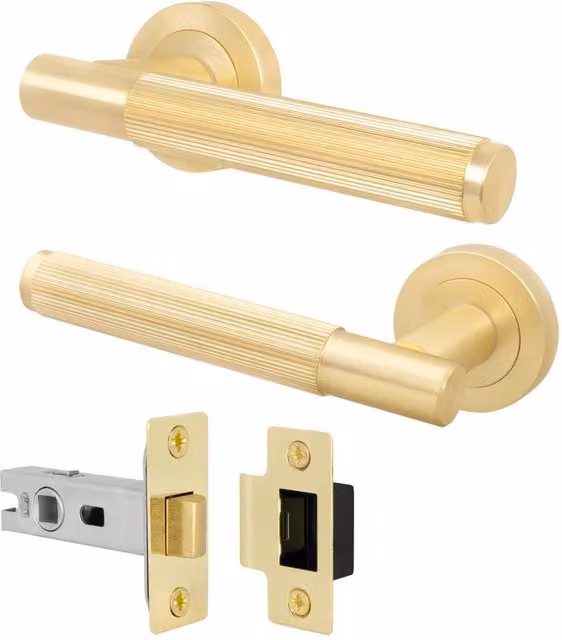 AFIT Satin Brass Internal Door Handle and Latch Set in Gold – 1