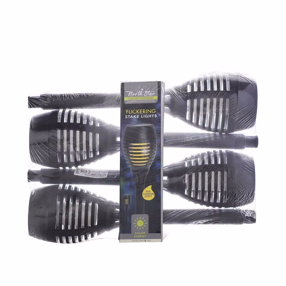 Voltico 4 Pack Solar Flickering Flame LED Garden Stake Lights in Black – 3