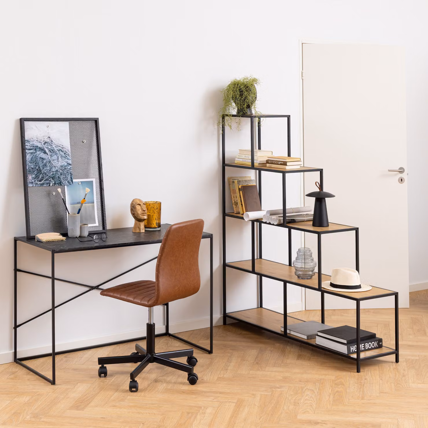 Furniture To Go Seaford Bookcase with 4 Shelves in Black and Oak – 2